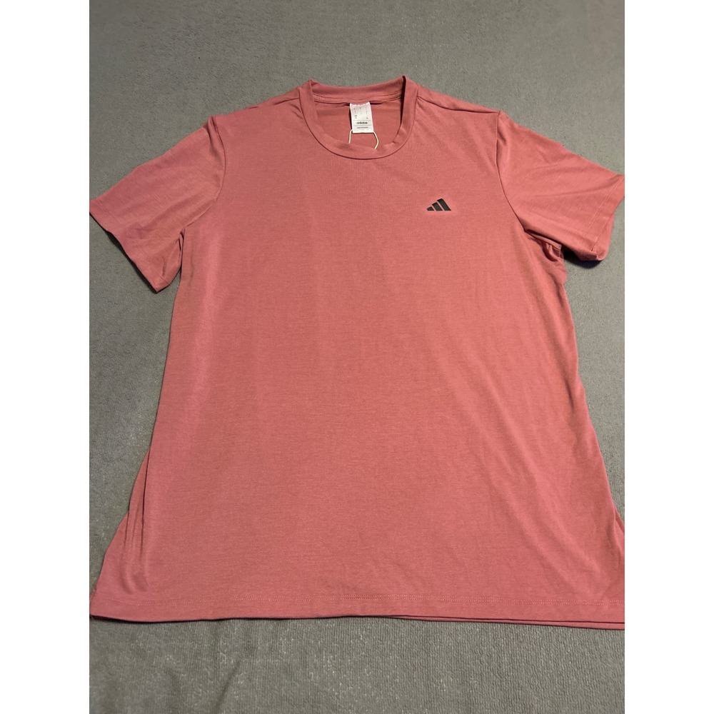 Adidas Mens Large Dusty Rose Pink Short Sleeve Crew Neck Logo T-Shirt